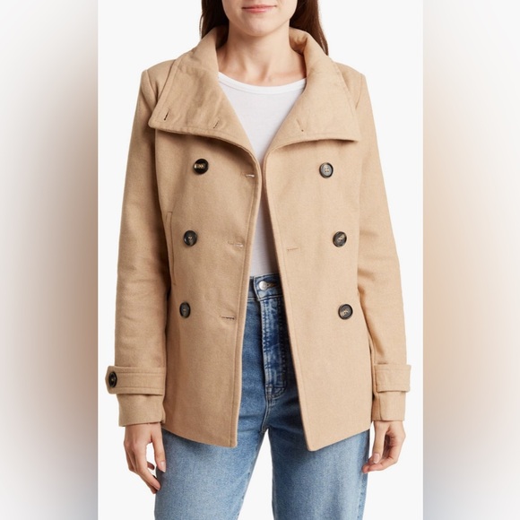 Thread & Supply Jackets & Blazers - Thread & Supply Double-Breasted Peacoat in Camel